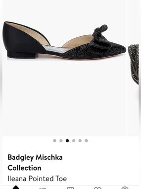 Badgley Mischka Black Pointed-Toe D'Orsay Flat with Crystal Bow